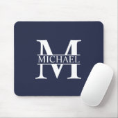 Navy Blue Personalisiert Monogram und Name Mousepad (Mit Mouse)