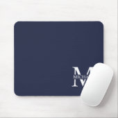 Navy Blue Personalisiert Monogram und Name Mousepad (Mit Mouse)