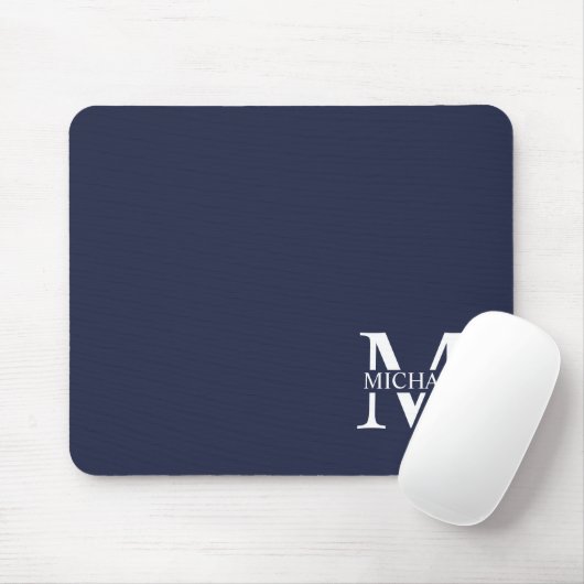Navy Blue Personalisiert Monogram und Name Mousepad (Mit Mouse)