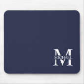 Navy Blue Personalisiert Monogram und Name Mousepad (Vorne)