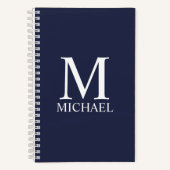 Navy Blue Personalisiert Monogram und Name Noteboo Notizblock (Vorderseite)