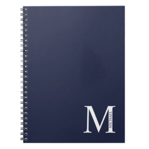 Navy Blue Personalisiert Monogram und Name Notizblock