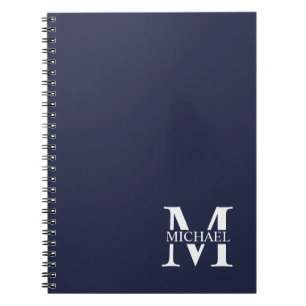 Navy Blue Personalisiert Monogram und Name Notizblock