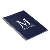 Navy Blue Personalisiert Monogram und Name Notizblock (Rechte Seite)