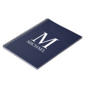 Navy Blue Personalisiert Monogram und Name Notizblock (Linke Seite)