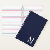 Navy Blue Personalisiert Monogram und Name Notizblock (Innen)