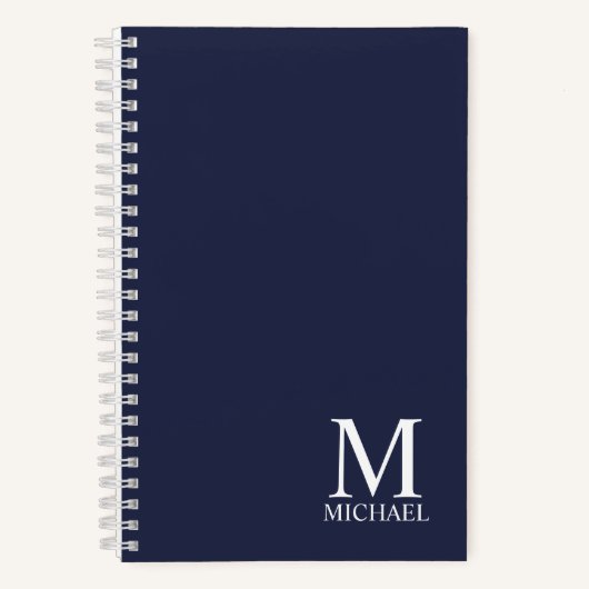 Navy Blue Personalisiert Monogram und Name Notizblock (Vorderseite)