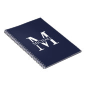 Navy Blue Personalisiert Monogram und Name Notizblock (Rechte Seite)