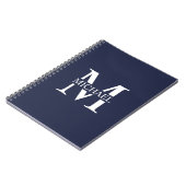 Navy Blue Personalisiert Monogram und Name Notizblock (Linke Seite)