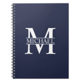 Navy Blue Personalisiert Monogram und Name Notizblock (Vorderseite)