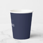 Navy Blue Personalisiert Monogram und Name Pappbecher (Links)
