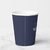 Navy Blue Personalisiert Monogram und Name Pappbecher (Rechts)