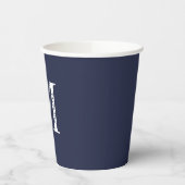 Navy Blue Personalisiert Monogram und Name Pappbecher (Links)