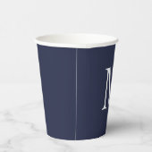 Navy Blue Personalisiert Monogram und Name Pappbecher (Rechts)
