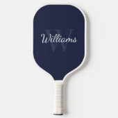 Navy Blue Personalisiert Monogram und Name Pickleball Schläger (Rückseite)