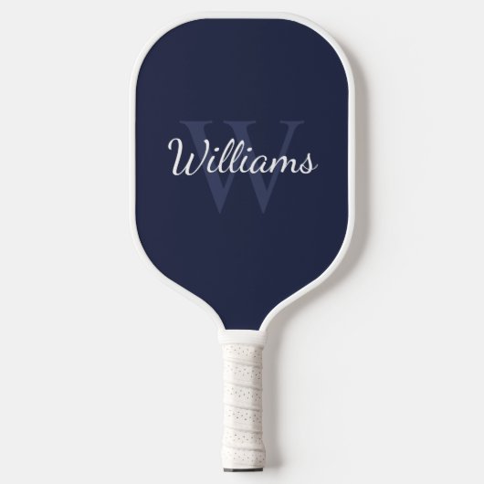 Navy Blue Personalisiert Monogram und Name Pickleball Schläger (Vorderseite)