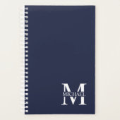Navy Blue Personalisiert Monogram und Name Planer (Vorderseite)