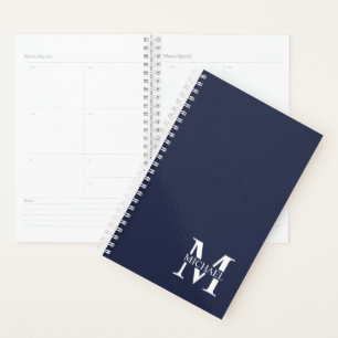 Navy Blue Personalisiert Monogram und Name Planer