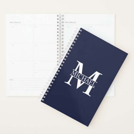 Navy Blue Personalisiert Monogram und Name Planer (Anzeige)