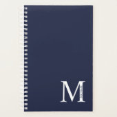 Navy Blue Personalisiert Monogram und Name Planer (Vorderseite)