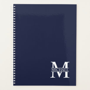 Navy Blue Personalisiert Monogram und Name Planer