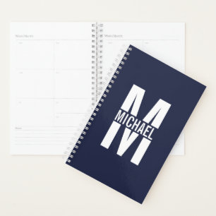 Navy Blue Personalisiert Monogram und Name Planer
