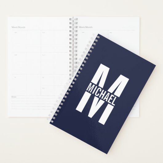Navy Blue Personalisiert Monogram und Name Planer (Anzeige)