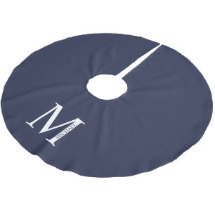 Navy Blue Personalisiert Monogram und Name Polyester Weihnachtsbaumdecke