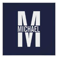 Navy Blue Personalisiert Monogram und Name