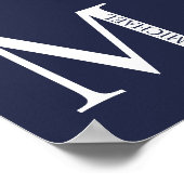 Navy Blue Personalisiert Monogram und Name Poster (Ecke)