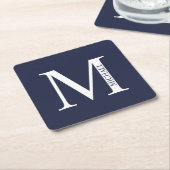 Navy Blue Personalisiert Monogram und Name Rechteckiger Pappuntersetzer (angewinkelt)