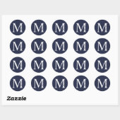Navy Blue Personalisiert Monogram und Name Runder Aufkleber (Blatt)