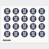 Navy Blue Personalisiert Monogram und Name Runder Aufkleber (Blatt)
