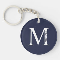 Navy Blue Personalisiert Monogram und Name Schlüss
