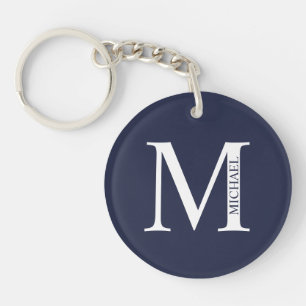 Navy Blue Personalisiert Monogram und Name Schlüss Schlüsselanhänger