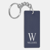 Navy Blue Personalisiert Monogram und Name Schlüsselanhänger (Vorderseite links)