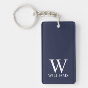 Navy Blue Personalisiert Monogram und Name Schlüsselanhänger
