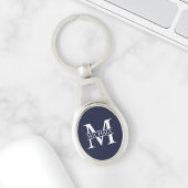 Navy Blue Personalisiert Monogram und Name Schlüsselanhänger