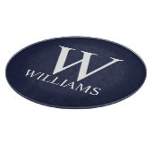 Navy Blue Personalisiert Monogram und Name Schneidebrett (Ecke)