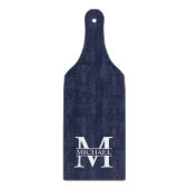 Navy Blue Personalisiert Monogram und Name Schneidebrett (Vorderseite)