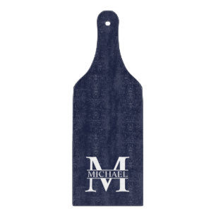 Navy Blue Personalisiert Monogram und Name Schneidebrett