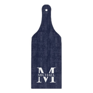 Navy Blue Personalisiert Monogram und Name Schneidebrett