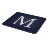 Navy Blue Personalisiert Monogram und Name Schneidebrett (Ecke)