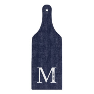 Navy Blue Personalisiert Monogram und Name Schneidebrett