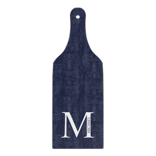 Navy Blue Personalisiert Monogram und Name Schneidebrett (Vorderseite)