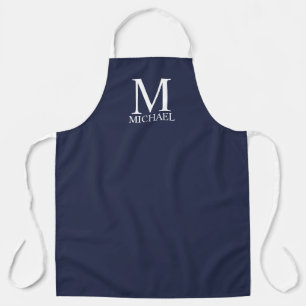 Navy Blue Personalisiert Monogram und Name Schürze