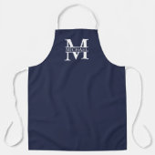 Navy Blue Personalisiert Monogram und Name Schürze (Vorderseite)