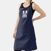 Navy Blue Personalisiert Monogram und Name Schürze (InSitu)