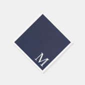 Navy Blue Personalisiert Monogram und Name Serviette (Ecke)