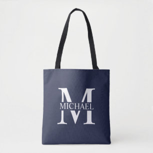Navy Blue Personalisiert Monogram und Name Tasche